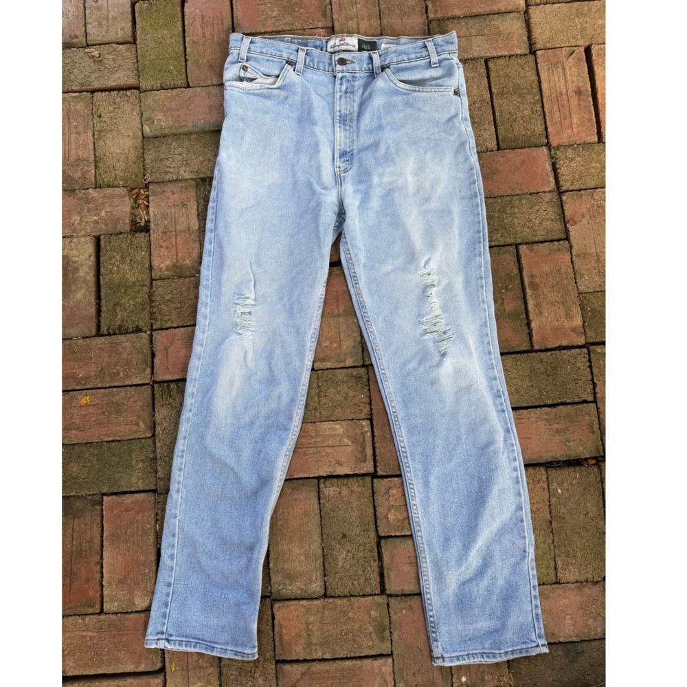 Vintage Levi Strauss Signature Jeans 32x30 Light Wash Flex Denim Brown Tab‎